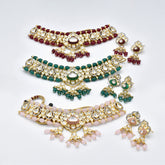 Zohra Moissanite Beaded Polki Choker Green - The Pashm